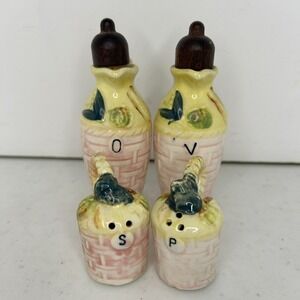 Thames Japan Oil & Vinegar Cruet Set with Salt & Pepper Shakers Vintage